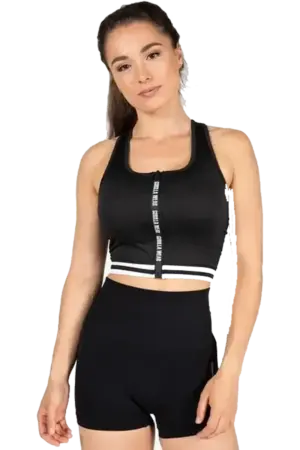 GW Mesa Zip Front Crop Top - Black