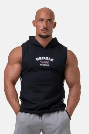 Nebbia Tank-Top With Hoodie - Black