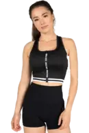 GW Mesa Zip Front Crop Top - Black L Sports-BH